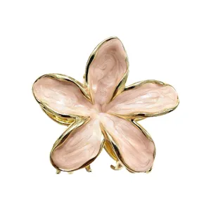 Elegante molletta per capelli a forma di fiore di frangipani con bordo dorato chic.