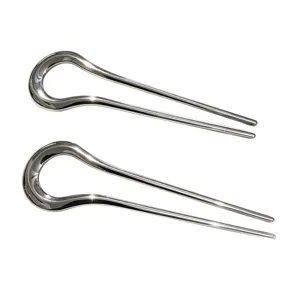Minimalist alloy U-shaped hairpins for women, sleek silver hair forks for styling buns.