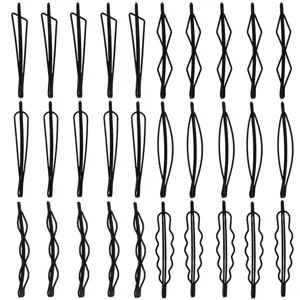 Black hair pins set geometric bobby clips assortment metal hair styling accessories for women