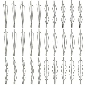 Set of geometric metal hair clips silver bobby pins stylish hair accessories for women