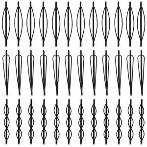 Black metal hairpins set featuring various geometric shapes, perfect for daily styling.