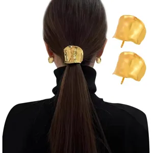 Fermaglio per capelli a coda di cavallo geometrico dorato forcina a U accessorio