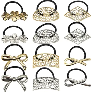 Metal hair ties set elegant gold and silver elastic ponytail holders hair accessories for women