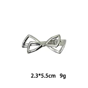 Silberne Legierung Schleife Haarklammer, stilvolle Seiten Haarspange für Damen, Metall Haarschmuck.