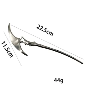 Gothic axe alloy hair stick detail shot, 22.5cm length, unique punk hair accessory design.