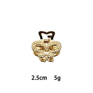 Mini gold butterfly hair claw clip detail, 2.5cm alloy small hair accessory for women.