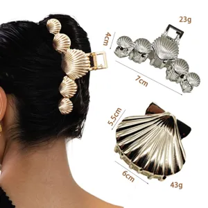 Metal shell hair claw clips set, stylish alloy shark clip for women and girls daily styling.