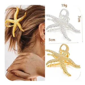 Metal starfish hair claw clip, stylish back head hair accessory for women and girls daily wear.