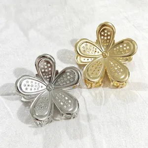 Metall blume haar klammer stilvolle goldene und silberne hai clip für damen haar styling.