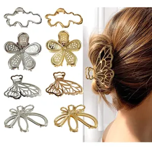 Mode Zinklegierung Floral Schmetterling Metallisch Haarklammer Elegant Künstliche Perle Galvanisiert Haifisch-Clip Für Damen Täglich Party Haarschmuck