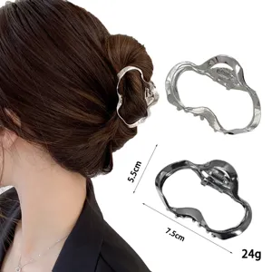 Irregular liquid metal hair claw clip large size elegant styling hair accessory for women.