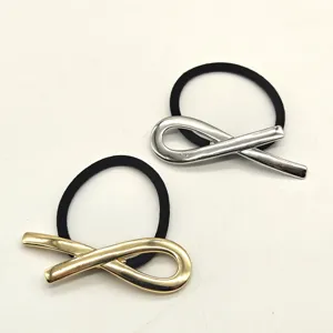 Geometric metal hair tie set, stylish French seamless hair rope, high elasticity hair accessories.