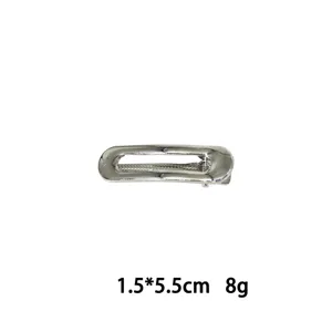 Silberne Metall hohle rechteckige Haarnadel minimalistische Seiten Clip für Damen Alltag 1.5x5.5cm