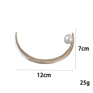 Crescent moon pearl hair stick alloy hairpin versatile elegant hair accessory for women styling.
