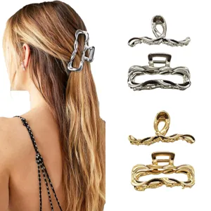 Pinza de pelo metálica líquida irregular geométrica ondulada accesorio elegante chic