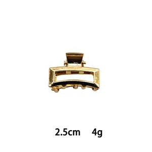 Mini gold metal hair claw clip 2.5cm small geometric shark clip stylish hair accessory for women