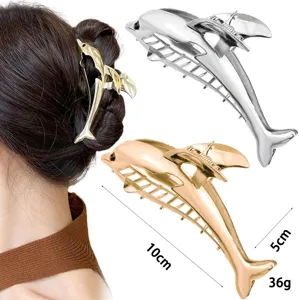 Dolphin metal hair claw clip large hair accessories elegant gold silver hair styling tool