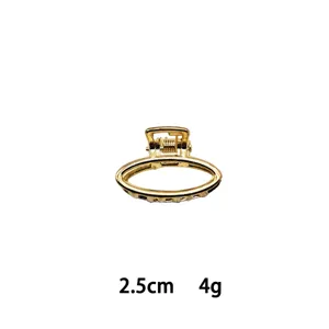 Mini gold alloy hair claw clip detail, 2.5cm small metal hair accessories for women.
