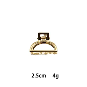 Mini gold metal hair claw clip, 2.5cm compact geometric hair accessory for stylish daily wear.