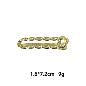 Goldfarbene Legierung gedrehte Kette Haarklammer, elegante Seitenklammer für Frauen.