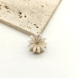 Mini flower hair claw clip with crystal rhinestone white petals cute hair accessories for women