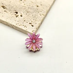 Mini crystal flower hair claw clip, elegant purple hair accessories for women and girls daily styling.