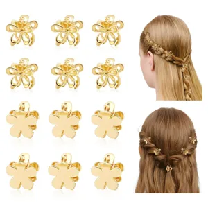Minimalist Zinc Alloy Mini Hair Claws Set For Women electroplated Gold Small Geometric Hollow Shark Clips Fashion Headwear