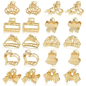 Mini gold hair claw clips set metallic hair jaws cute small hair accessories for women girls