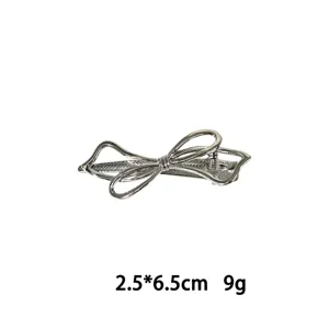 Silberne Legierung Schleife Haarspange Seitenklemme Damen, kompakte 2.5x6.5cm Haar Accessoires.