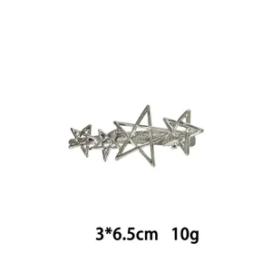 Silberne Legierung Stern Haarspange Seitenklammer modisches Haaraccessoire Damen 3x6.5cm