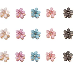 Mini floral hair claw clips cute crystal flower small hair catch clips set for women