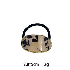 Acetaat Haarelastiek Ovale Schildpad Haarband Gouden Randje Paardenstaart 2.8x5cm