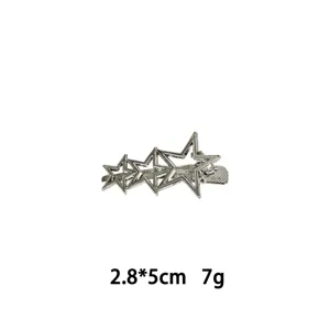 Silberne Metall-Haarspange mit drei hohlen Sternen, elegantes Haarschmuck-Accessoire für Damen