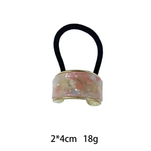 Stijlvolle haarelastiek met ovaal acetaat ornament en elastische band, 2x4cm haarsieraad.