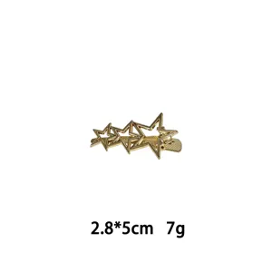 Goldfarbene Legierung Multi-Stern Haarnadel Detailansicht, stilvolles Design für das tägliche Styling.