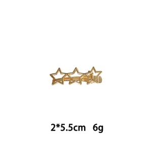 Goldene hohle Stern Legierung Haarspange Detailansicht, elegantes Seiten Pony Zubehör 2x5.5cm.