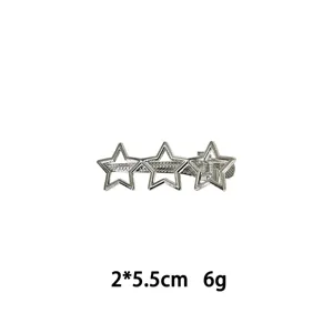 Silberner Metall Dreifach Stern Haarklammer minimalistische Seiten Haarnadel fur Frauen