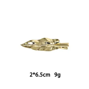 Goldene Blatt Haarspange Detail, Metall Legierung Haarschmuck, kompaktes exquisites Design.