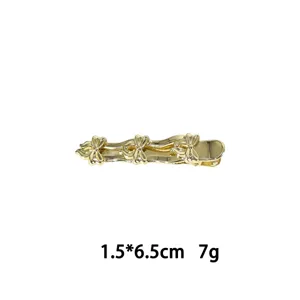 Goldfarbene Legierung Haarklammer mit Schleife, 1.5x6.5cm Seitenklammer für Damen Frisuren Accessoires.