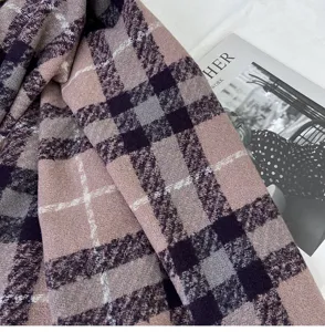 Thickened plaid scarf for women, cozy winter warm shawl, soft aesthetic neck wrap.