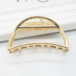 Minimalist zinc alloy half-circle hair claw clip, gold metal strong grip for daily styling.