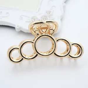Gold metal hair claw clip minimalist circular design large alloy hair catch for daily styling