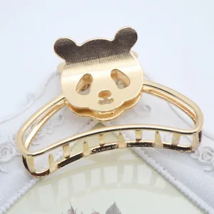 Gold metal panda hair claw clip large size elegant hair accessories for daily wear women