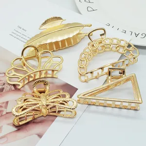 Gold metal hair claw clips set minimalist geometric hair accessories for women styling