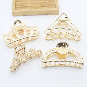 Minimalist zinc alloy large hair claw clips set, stylish metal hair accessories for women.