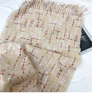 Cozy winter plaid cashmere-feel scarf for women, stylish tassel warm shawl and daily neck wrap.