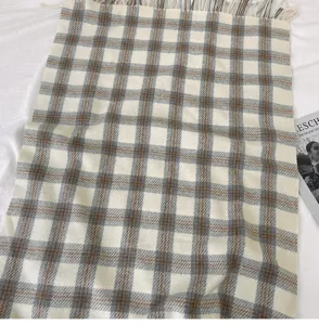 Korean style plaid scarf for women autumn winter warm imitation cashmere tassel shawl wrap