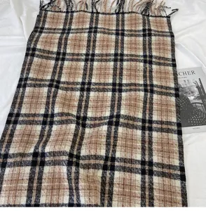 Classic plaid scarf for women winter warm thickened cashmere feel fashion shawl neck wrap