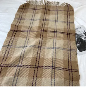 Écharpe classique à carreaux et franges femme hiver épaisse chaude mode châle accessoire anti-froid