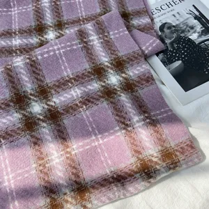 Women winter warm plaid imitation cashmere scarf, stylish cozy thick shawl for cold days.